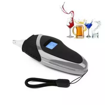 Портативный тестер алкоголя в выдыхаемом воздухе с цифровой подсветкой и 5 мундштуками