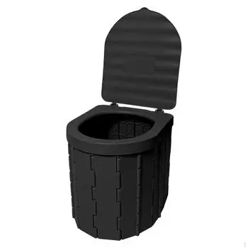 Портативный туалет, складное ведро для кемпинга, многофункциональный горшок для путешествий с крышкой для чёрный