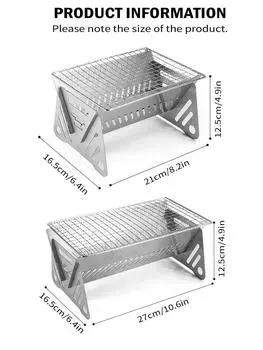 Портативный угольный гриль Leeseph, небольшой гриль для барбекю из нержавеющей стали, кострище для кемпинга, патио, съемный гриль для кемпинга