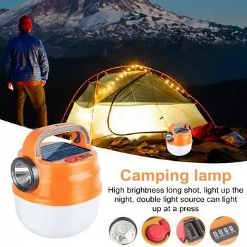 Портативный уличный фонарь для кемпинга с ручкой, супер яркий, высокий люмен, несколько режимов освещения, водонепроницаемый фонарь для палатки на солнечной энергии L синий