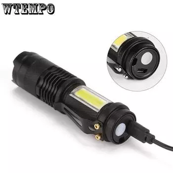 Портативный уличный фонарик USB перезаряжаемый сухой аккумулятор Zoom Mini маленький фонарик многофункциональный мощный фонарик чёрный