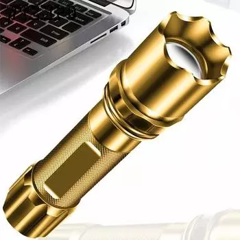 Портативный уличный фонарик USB перезаряжаемый сухой аккумулятор Zoom Mini маленький фонарик многофункциональный мощный фонарик золотой