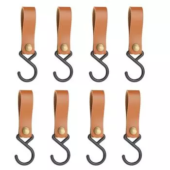 Портативный уличный крючок, S-образный крючок для кемпинга, пикника, подвесной крючок из искусственной кожи, брелок для ключей, стеллаж для хранения, полка коричневый