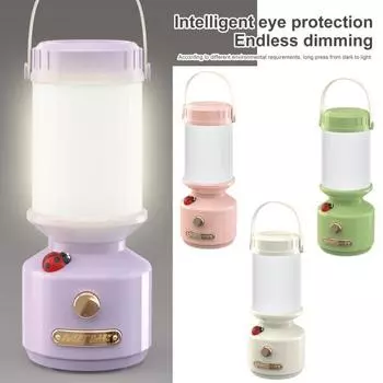 Портативный уличный светильник для кемпинга, бесступенчатая регулировка яркости, мерцание, защита глаз, беспроводной фонарь, настольная лампа фиолетовый