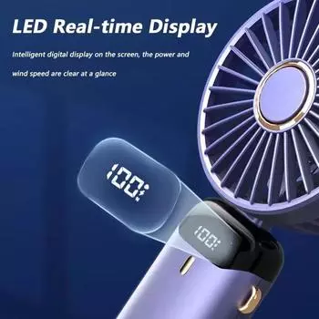 Портативный USB-вентилятор Складные портативные подвесные вентиляторы для шеи 5-скоростной USB-перезаряжаемый вентилятор с подставкой для телефона и экраном дисплея розовый