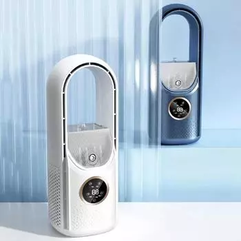 Портативный USB-вентилятор воздушного охлаждения с 6 скоростями, регулируемый, 5 Вт, вертикальный, настольный, безлопастной, охлаждающий вентилятор с низким уровнем шума белый