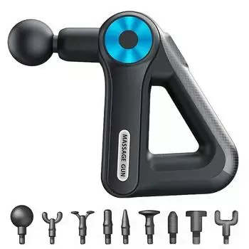 Портативный USB-зарядный мощный массажный пистолет, регулируемый многофункциональный фасциальный пистолет, электрический массажер для фасций, электрический массажер для мышц с глубоким воздействием на ткани чёрный