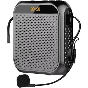 Портативный усилитель голоса для учителей, 2200 мАч перезаряжаемый персональный усилитель микрофон PA система гарнитура микрофон с динамиком чёрный