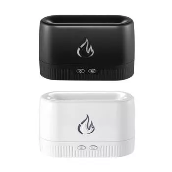 Портативный увлажнитель воздуха с автоматическим отключением и светодиодным бесшумным пламенным диффузором для комнаты белый