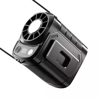 Портативный вентилятор перезаряжаемый с подсветкой, 5 скоростей, сильный воздушный поток, маленький вентилятор крепится на пояс под рубашку, работает от аккумулятора для улицы со подставкой One Size чёрный