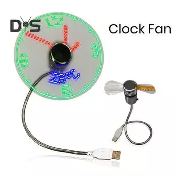 Портативный вентилятор с часами RGB светодиодный ночник USB Plug-Play Компактный размер с гибким шлангом Отображение температуры в реальном времени Металлический мини-вентилятор серебряный