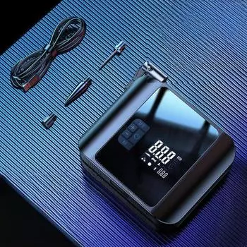 Портативный воздушный компрессор для накачивания шин 10 бар перезаряжаемый насос для накачивания шин с дисплеем давления чёрный