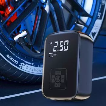 Портативный воздушный компрессор для накачивания шин, электрический воздушный насос 150 фунтов на кв. дюйм, 3600 мАч, аккумулятор для мотоцикла, велосипеда, воздушный компрессор для автомобиля чёрный
