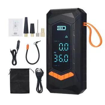 Портативный воздушный компрессор для накачивания шин PSI KPA BAR KGcm2 Предустановленное давление в шинах Power Bank 4 чёрный