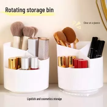 Портативный вращающийся держатель для кистей для макияжа: Вместительное хранилище для помады, карандаша для бровей, кисточек для теней и канцелярских принадлежностей. белый