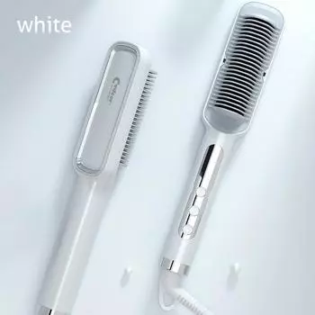 Портативный выпрямитель для волос, ионная электрическая керамическая расческа для выпрямления волос, 20 с, с быстрым нагревом, защита от ожогов UK Plug белый