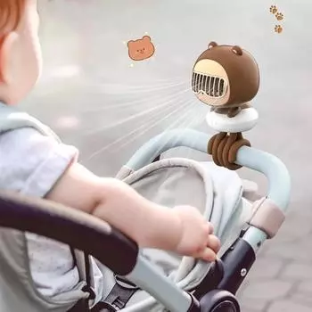 Портативный зарядный милый вентилятор Octopus Fan для детской тележки, хороший вентилятор без защиты лезвий, 4-скоростной регулируемый вентилятор на штативе, мини-электрический вентилятор-охладитель коричневый