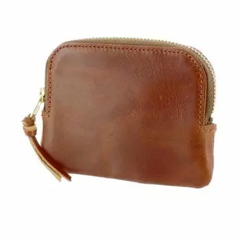 PORTER Круглый чехол для монет на молнии Кошелек для монет Camel (Портье) [ЗАМАЧИВАНИЕ] 3.