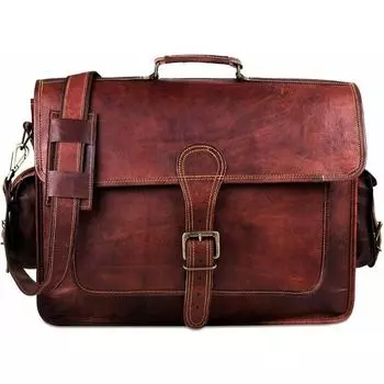 Портфель для ноутбука через плечо из натуральной кожи, коричневая сумка ручной работы 11 x 15 x 4 in коричневый