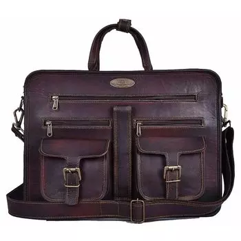 Портфель для ноутбука через плечо из натуральной кожи Повседневная сумка через плечо. 16X12X5 коричневый