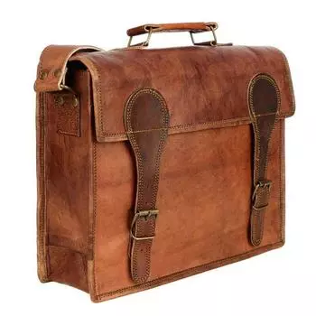 Портфель для ноутбука-портфеля Необычная винтажная коричневая сумка-мессенджер из натуральной кожи козьего цвета 11 x 15 in коричневый