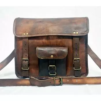 Портфель из козьей кожи для ноутбука, мужская сумка через плечо S, коричневая сумка. РАЗМЕР 11x9x4 11x9x4 коричневый