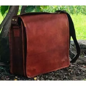 Портфель из козьей кожи, коричневый портфель для ноутбука, винтажный коричневый мужской портфель из натуральной кожи 11 X 15 X 4 in коричневый