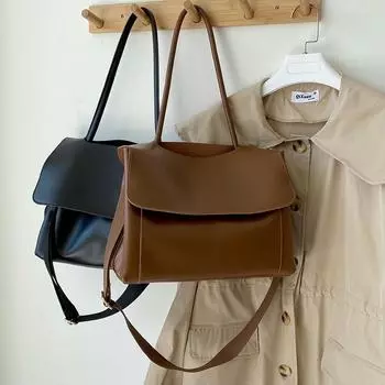 Портфель из ПУ большой емкости, женская съемная внутренняя сумка на молнии с магнитной застежкой, сумка через плечо, простая сумка через плечо для поездок на работу