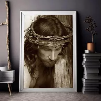 Портрет Иисуса, картина с принтом, холст, плакат, абстрактный Христос, религия, настенное искусство, терновая корона, изображение Бога для комнаты, домашний декор, Cuadro 21x30cm No Framed