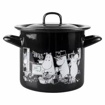 POS Moomin Muurla Enamel Medium Black Casserole Cooking Pot with Lid 1.5L Approx. 215160165mm чёрный