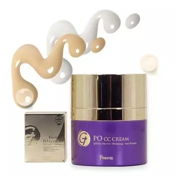Pose Pose Course PO CC Cream BB Whitening Cushion Tone Up BB Foundation Sun Cream Makeup Base Cream, No. 21 Светло-бежевый, 40 г, 1 шт.