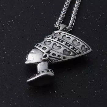 Посеребренная египетская подвеска - ожерелье с подвеской фараона царицы Нефертити с гравированным рельефом и средиземноморскими этническими украшениями ручной работы Single Pendant