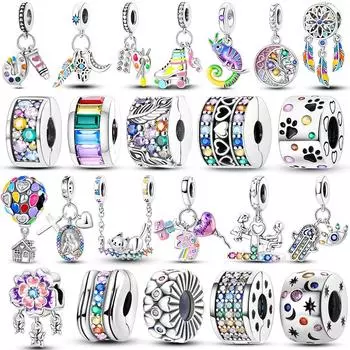 Посеребренная красочная палитра цветов Dream Net Chameleon Charm Fit Original Бусины Браслет с подвесками DIY Женские украшения