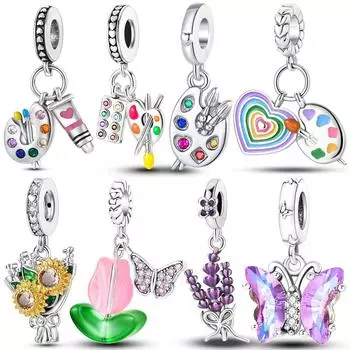 Посеребренная подвеска в виде палитры красок художника, подвески из бисера, оригинальное ожерелье, браслет, женские модные украшения