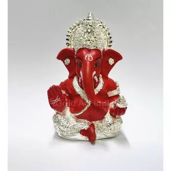 Посеребренная статуэтка Ганеши для приборной панели автомобиля, статуэтка бога Ганеши для домашнего декора, Ганапати в подарок, 3,5 дюйма (Серебряный)