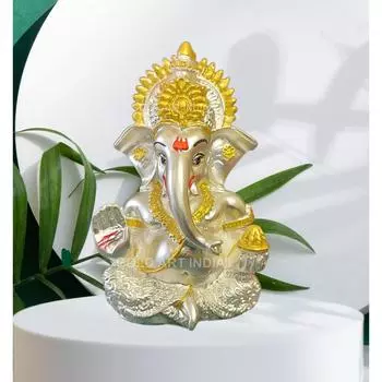 Посеребренная статуэтка Ганеши/Винаяки/Винаягара/Пиллаяра для приборной панели автомобиля/в подарок/для декора дома и офиса 3,5 дюйма (Серебряный) (Серебристый матовый), Идол
