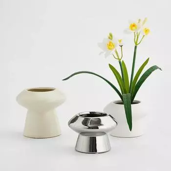Посеребренная ваза Ins, керамическая настольная ваза, украшение для дома, гидропоника, современный, креативный, зеленые растения, настольные украшения