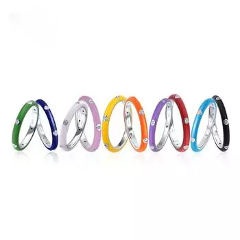 Посеребренное 925 красочное Радужное CZ вечное штабелируемое кольцо женское обручальное кольцо для свадебной вечеринки ювелирное изделие подарок женское кольцо