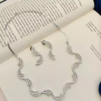 Посеребренные бриллиантовые круглые колье комплект бриллиантовых колье комплект для женщин белый