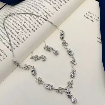 Посеребренные бриллиантовые круглые колье комплект бриллиантовых колье комплект для женщин белый