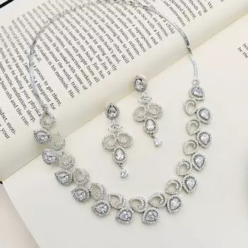 Посеребренные бриллиантовые круглые колье комплект бриллиантовых колье комплект для женщин белый