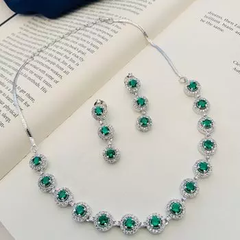 Посеребренные бриллиантовые круглые колье комплект бриллиантовых колье комплект для женщин белый