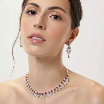 Посеребренные бриллиантовые круглые колье комплект бриллиантовых колье комплект для женщин белый