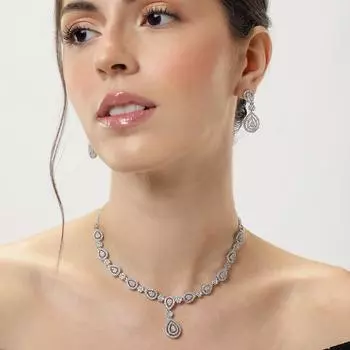 Посеребренные бриллиантовые круглые колье комплект бриллиантовых колье комплект для женщин белый