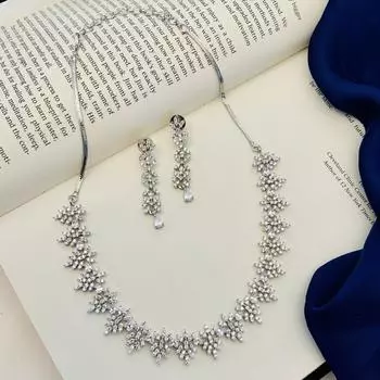 Посеребренные бриллиантовые круглые колье комплект бриллиантовых колье комплект для женщин белый