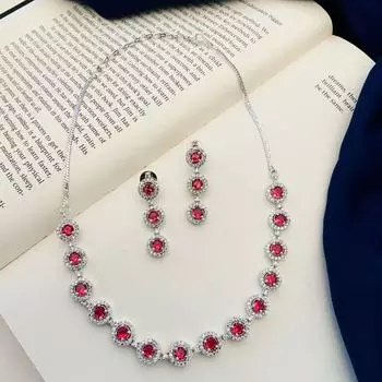 Посеребренные бриллиантовые круглые колье комплект бриллиантовых колье комплект для женщин белый