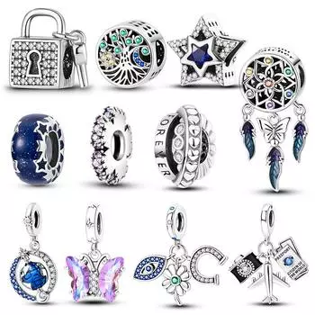 Посеребренные подвески с подвесками, бусины, подходят для оригинального браслета, ювелирные изделия, подарок