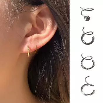 Посеребренные серьги-гвоздики S925, холодные винтажные новые модные мужские серьги, простой дизайн, круглые бусины, двойные спиральные серьги с геометрическим узором