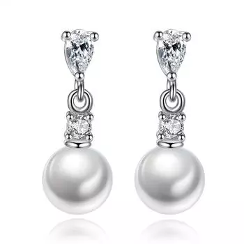 Посеребренные серьги-гвоздики, женственные серьги с жемчужной бахромой, модные и простые индивидуальные универсальные серьги средней и большой длины, серьги