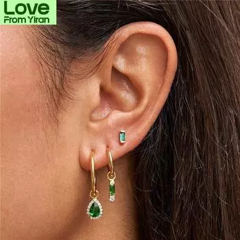 Посеребренные серьги комплект 16 стилей 3 шт. / комплект пирсинг уха гвоздики для женщин девочек радужного цвета ухо комплект кулон для женщин подарок